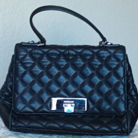 Michael Kors Black Leather Quilted Satchel Very Rare Iconic Bag - Picture 10 of 10